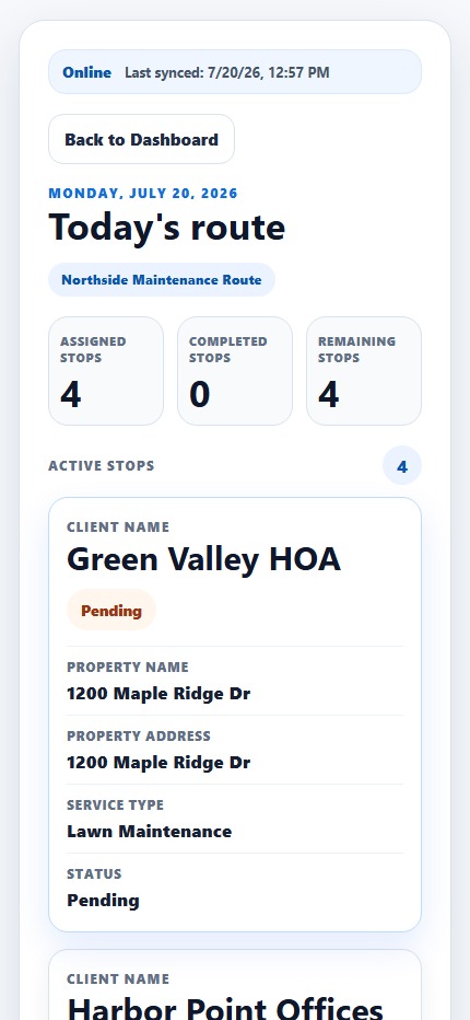 Techunly Crew App mobile access screen for field crews